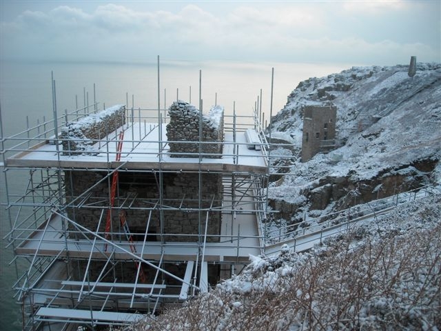 Repair works in the snow