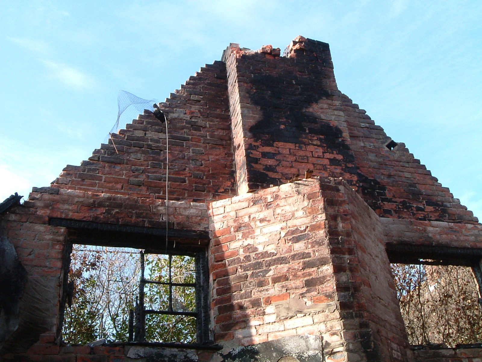 Heavily damage gable