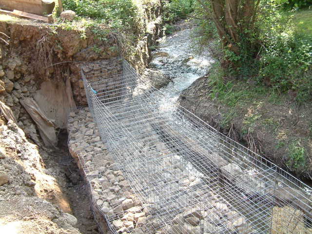 Construction of new gabion retaining wall