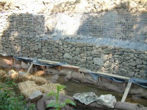 Construction of new gabion retaining wall