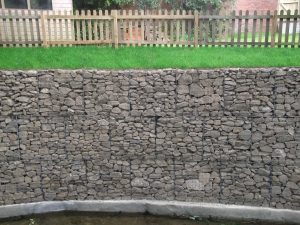 Finished gabion retaining wall