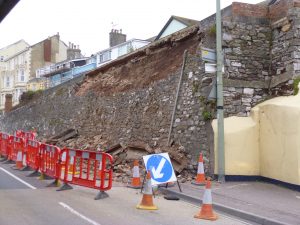 Failed retaining wall