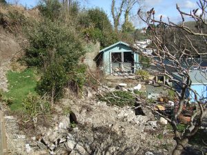 Garden below the collapsed retaining wall